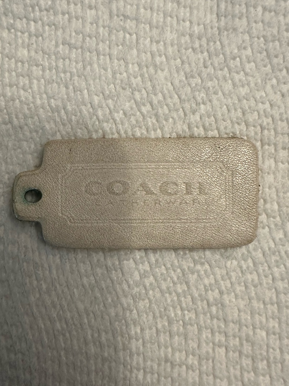 Vintage Coach Leatherware white One Sided Hang Tag